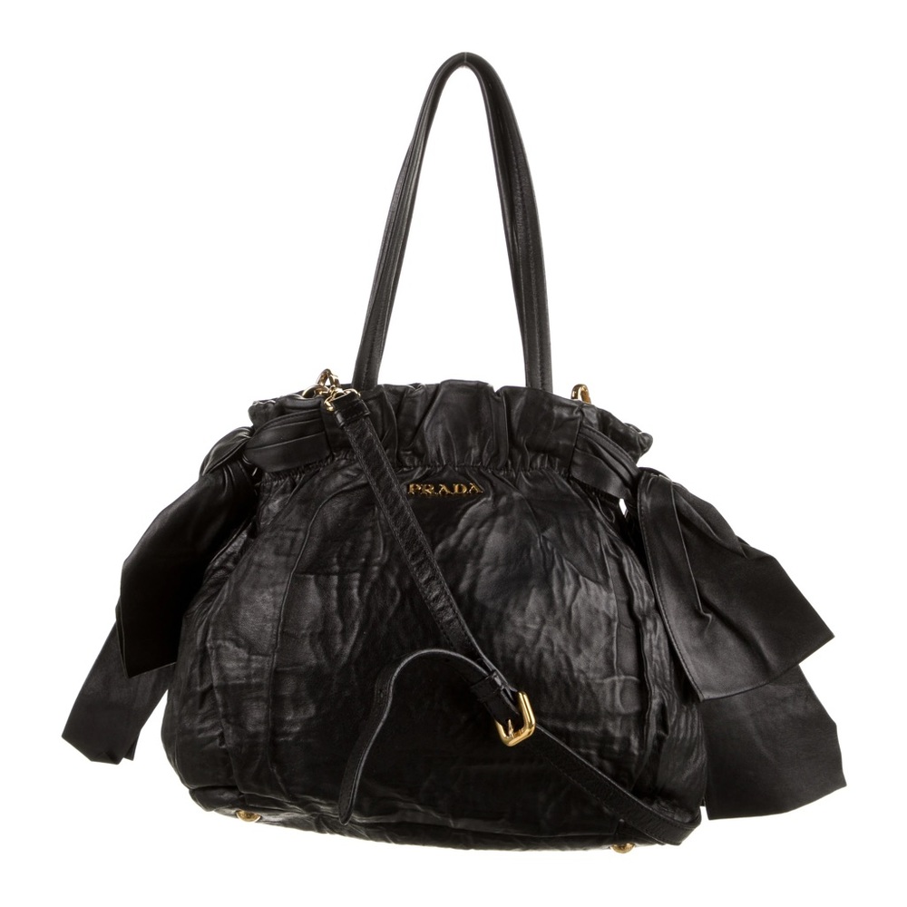 Prada black antique nappa bow bag